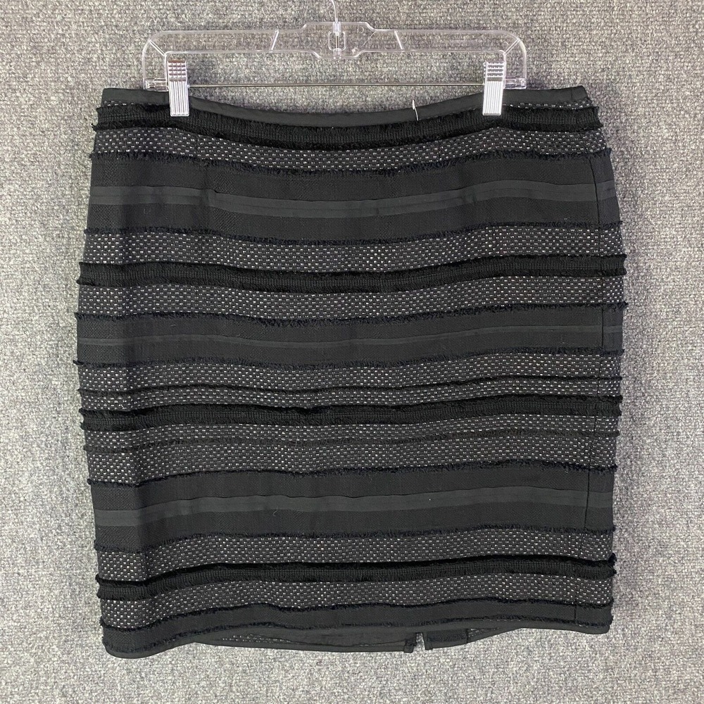 Talbots Skirt Women's Size 14WP Petite Striped Black Cotton Blend